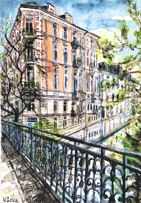Frühling in Hamburg — Aquarell