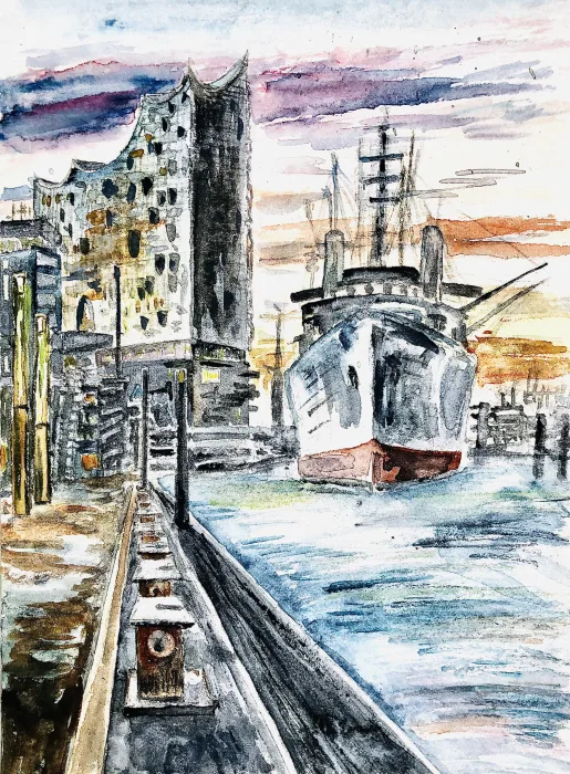 Hamburger Hafen — Aquarell