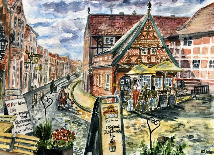 Lauenburger Innenstadt — Aquarell