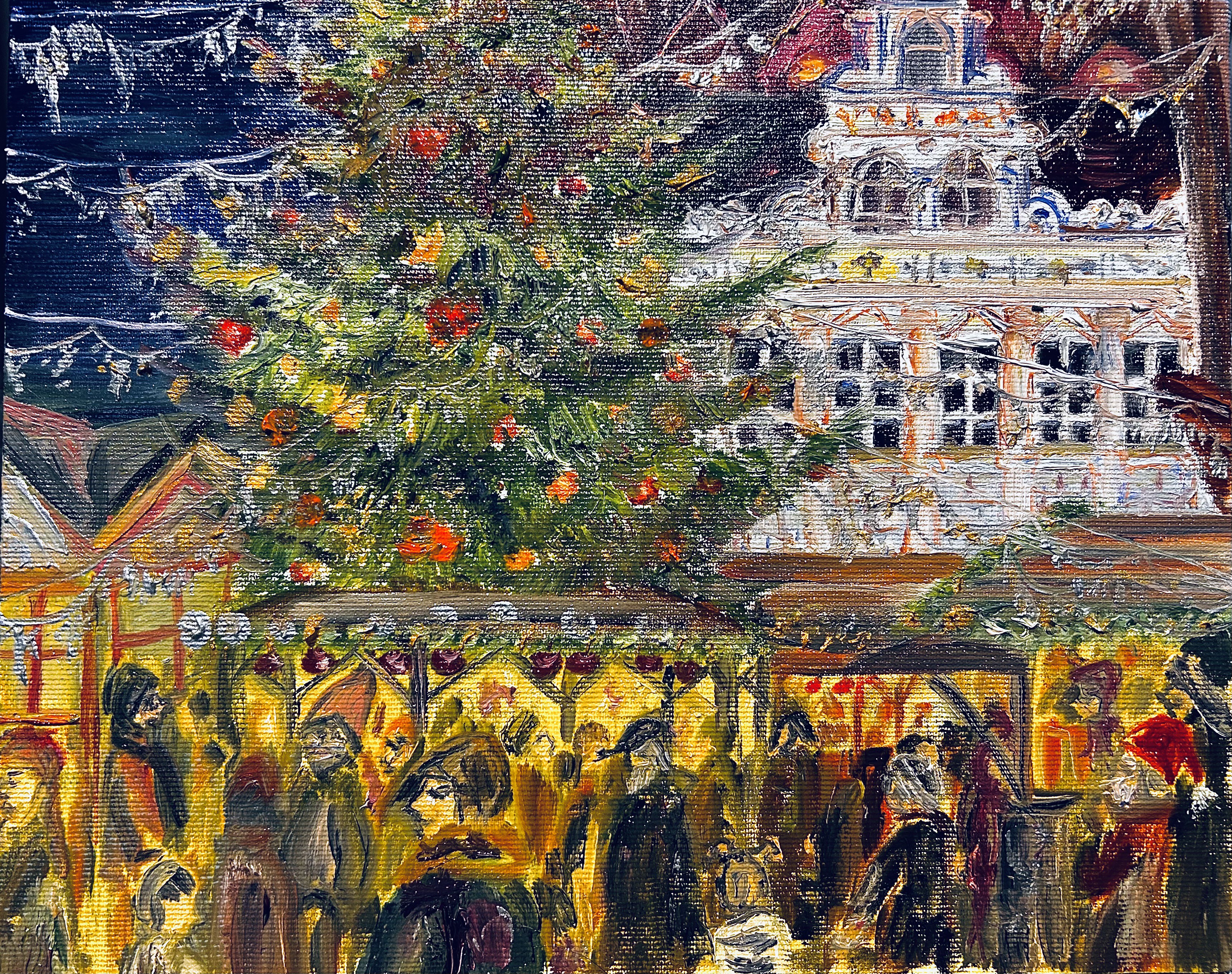 Weihnachtsmarkt in Lübeck — Öl auf Leinwand